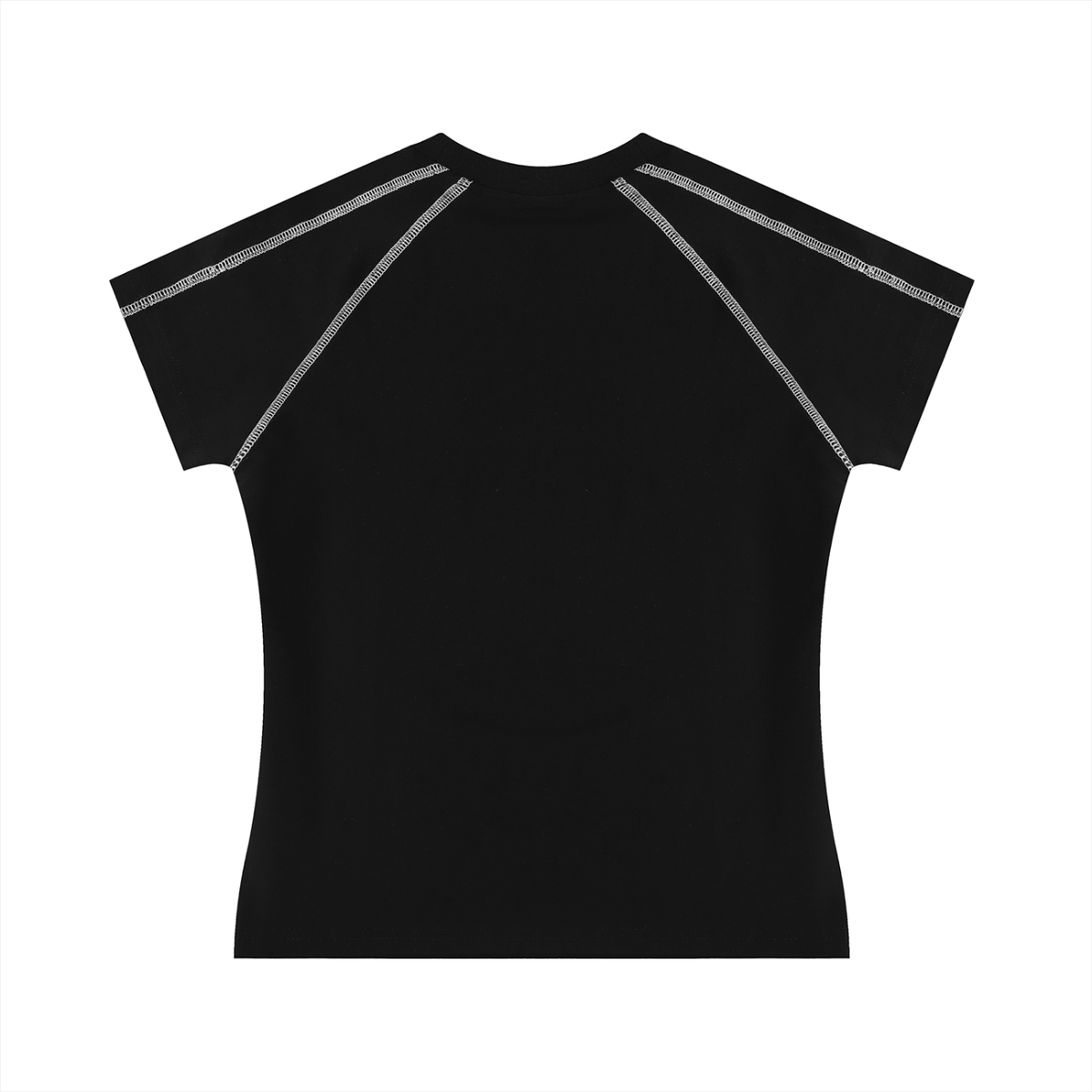 Back view of black Hot Girls Get Sidetracked contrast stitch raglan T-shirt