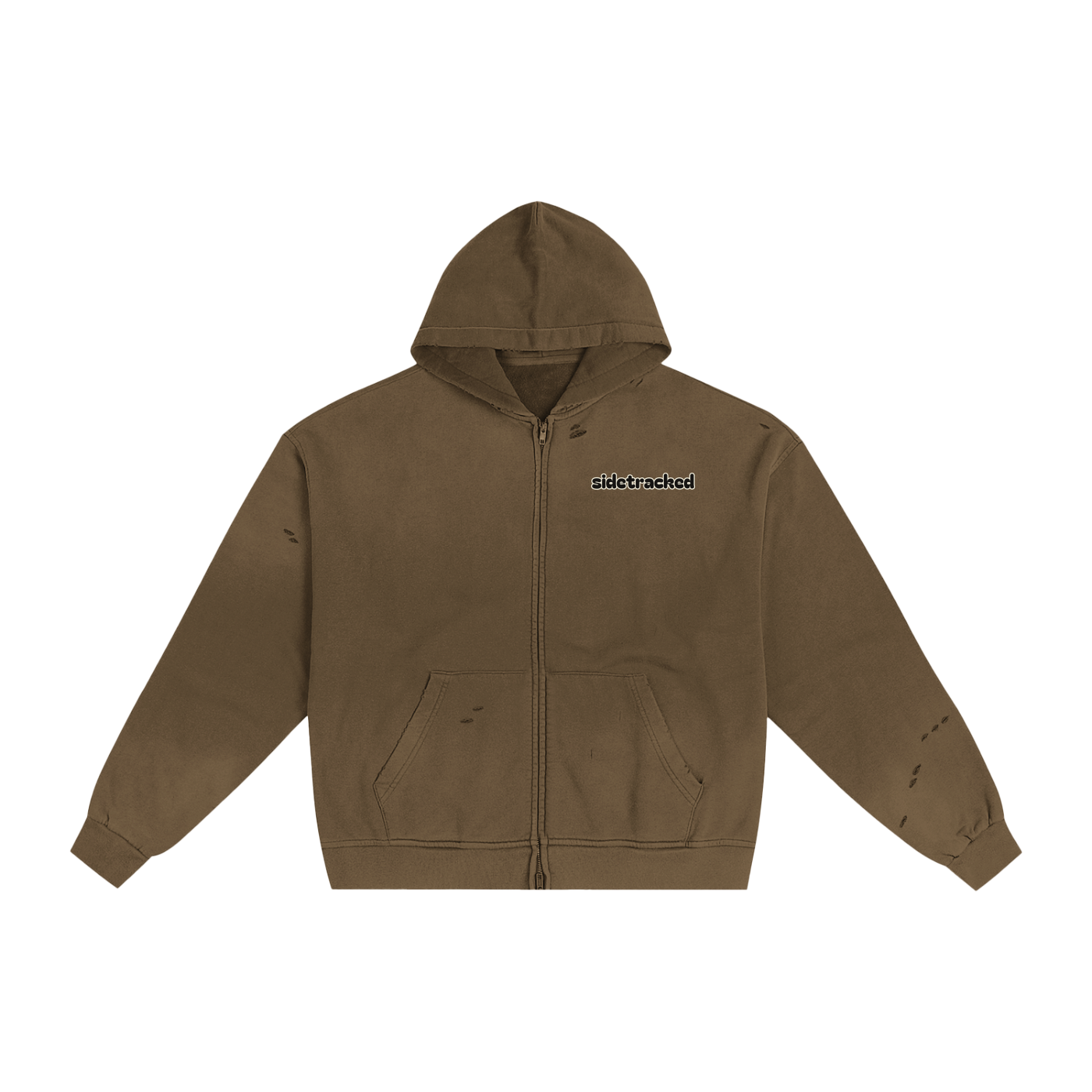 Sidetracked Hand-Frayed Sunfade Zip Hoodie