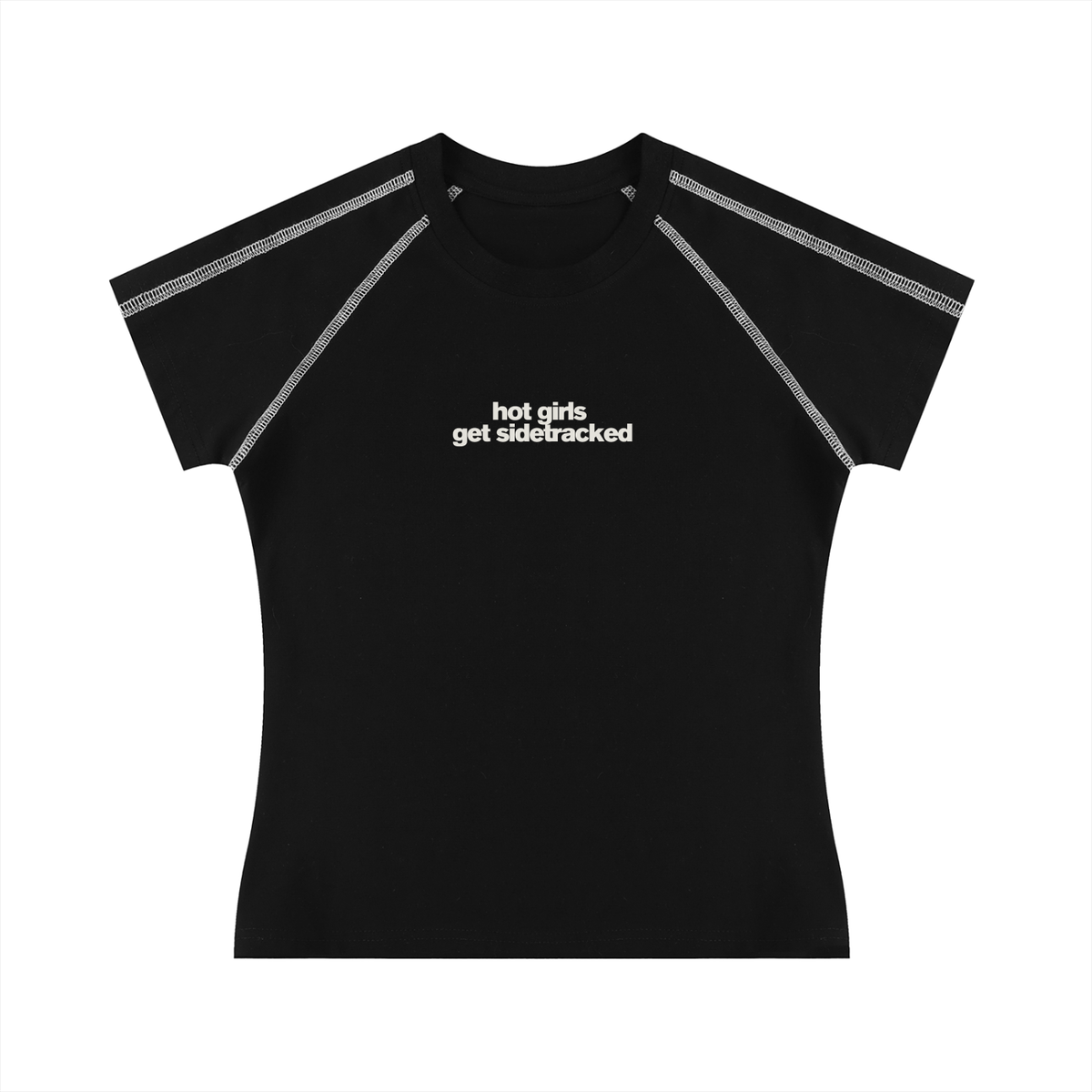 Black Hot Girls Get Sidetracked contrast stitch raglan T-shirt
