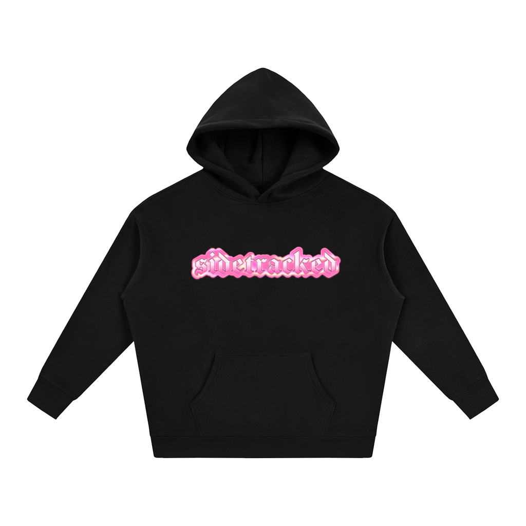 Pink Chrome Sidetracked oversized hoodie in oat gray with chrome pink logo