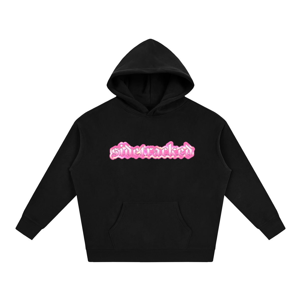 Pink Chrome Sidetracked oversized hoodie in oat gray with chrome pink logo